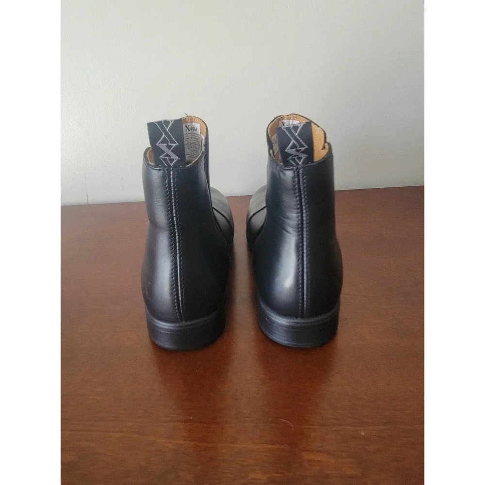 Xena Women's Black Leather Chelsea Ankle Boots Side Zip Round Toe Slip Oil 10W